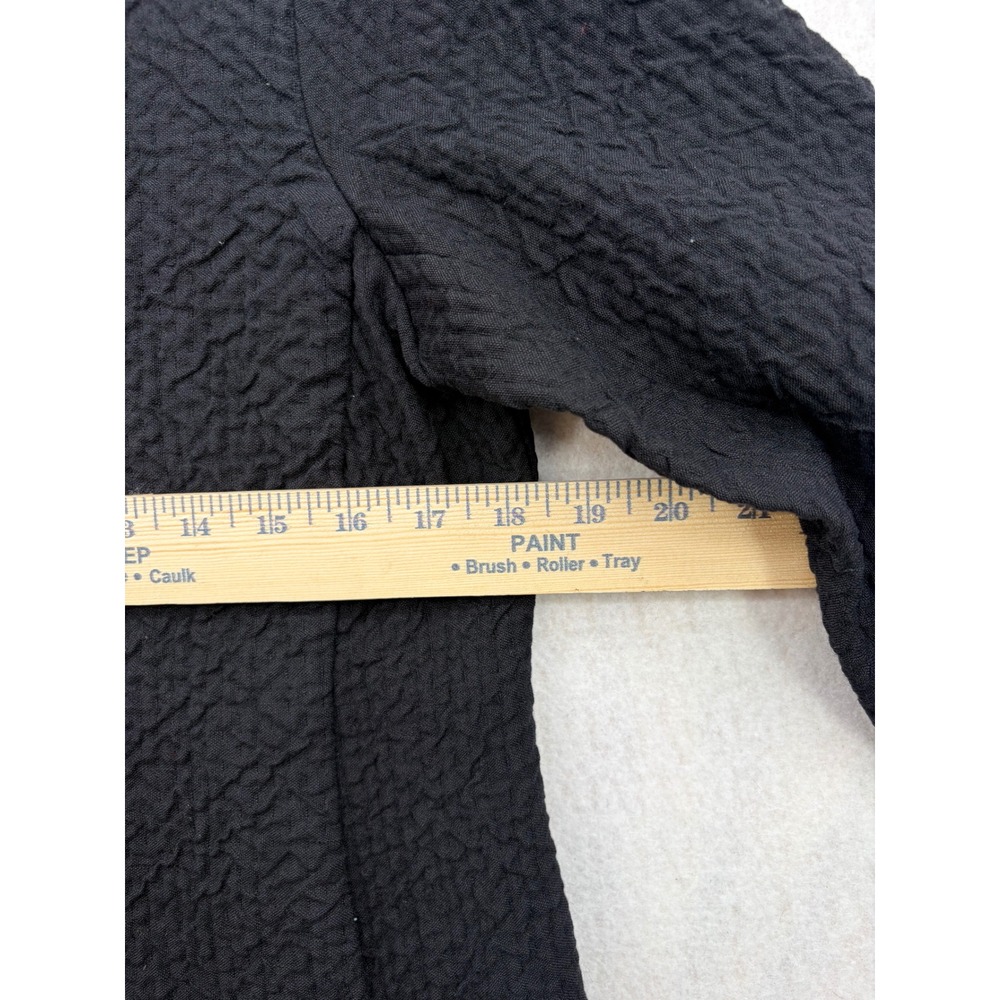 Eileen Fisher Black Italian Wool Linen Textured Frog Toggle Long Coat R6EW-1 S - Picture 3 of 8